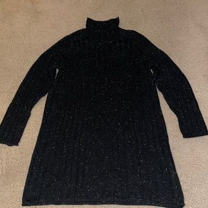 Black Speckled Long Sleeve Mock Neck Dress L